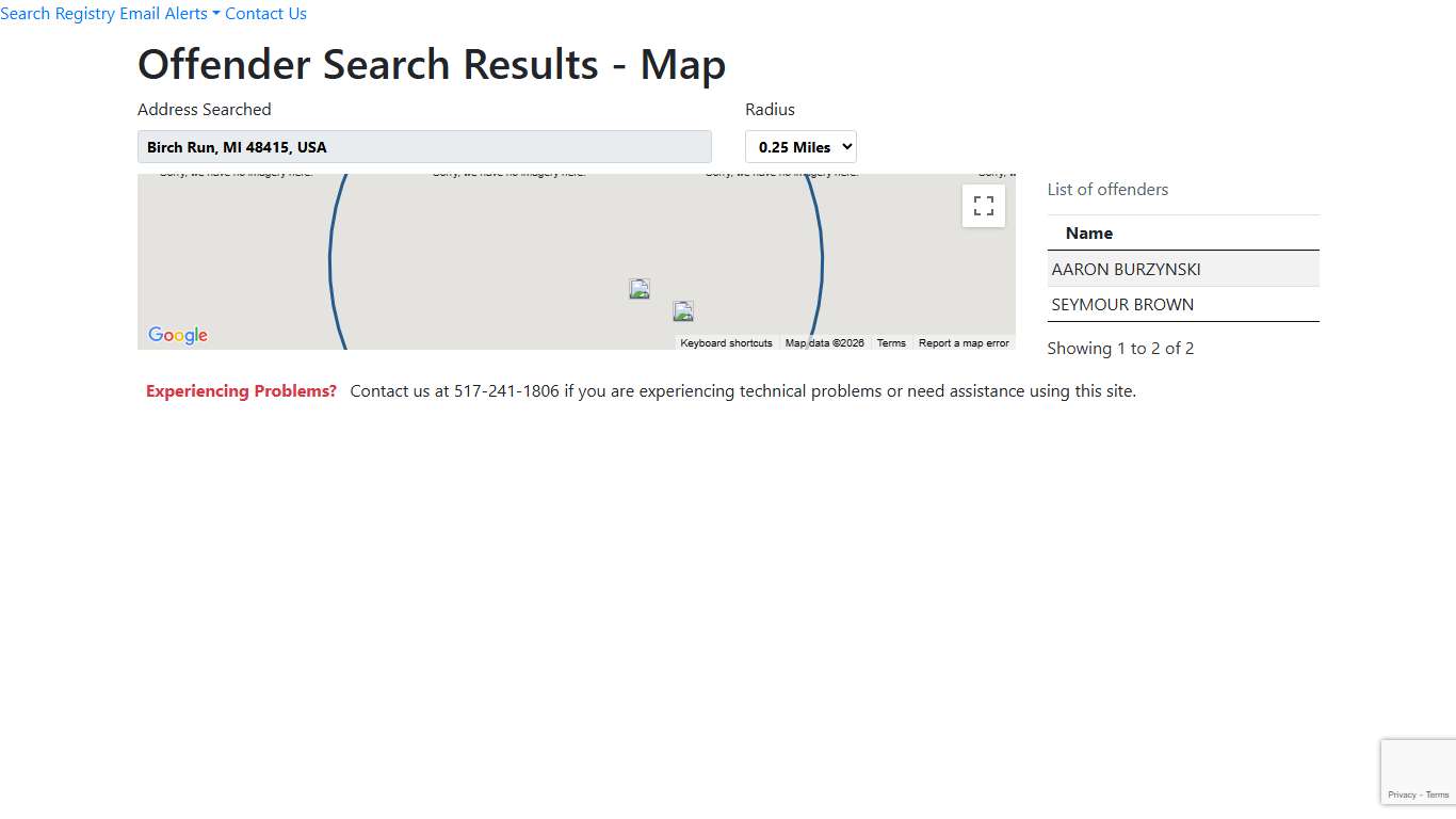 Offender Search Results - Map - Michigan Sex Offender Registry